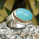 Jamie Joseph Hand Faceted Sea Blue Chalcedony Ring