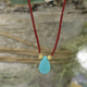Debbie Fisher Turquoise + Red Seed Bead Necklace