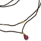 Debbie Fisher Dbl. Brown Seed Bead + Ruby Necklace