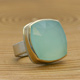 Jamie Joseph Square Aqua Chalcedony Ring 