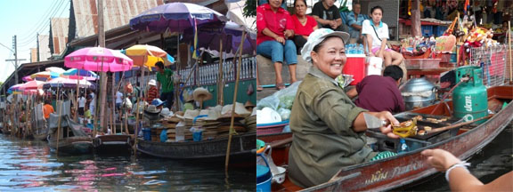 The Floating Market, and the woman who made us delicious coconut pancakes!