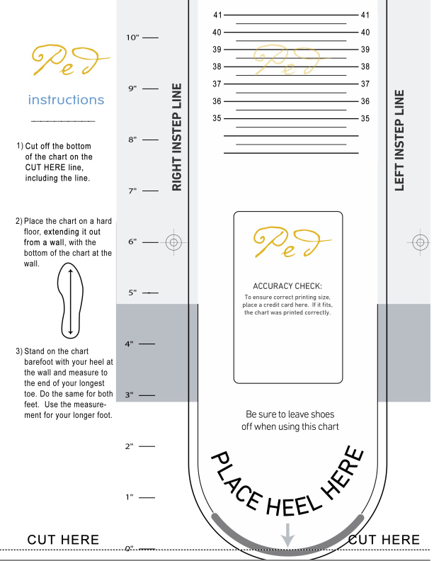 Printable Brannock Shoe Size Chart