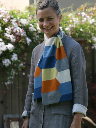 Orla Kiely Intarsia Stripe Scarf in Blue : Ped Shoes - Order online or ...