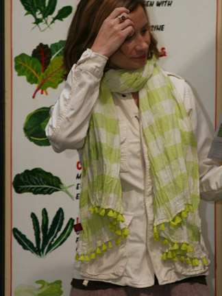 Mia Zia Willow Scarf in Lime and White