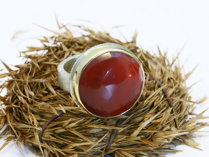Elegant Oval Blood Red Carnelian Sterling Silver Ring | Carnelian Ring |  July Birthstone Ring - Gilded Bug Jewelry