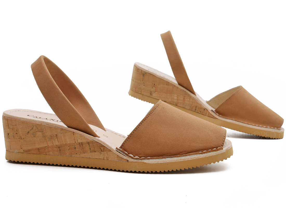 Calaxini Cork Wedge in Cuero Brown 