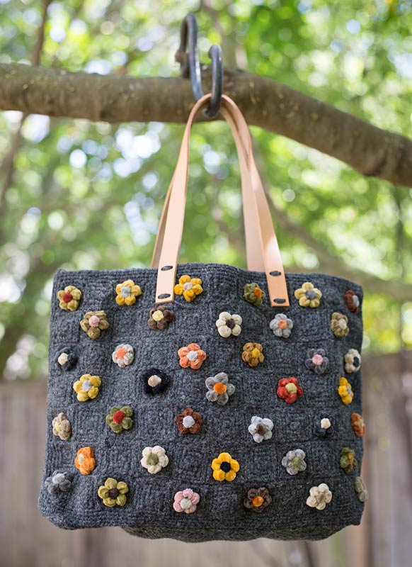 Sophie Digard Wool Fleur Bag in Charcoal / Flowers : Ped Shoes