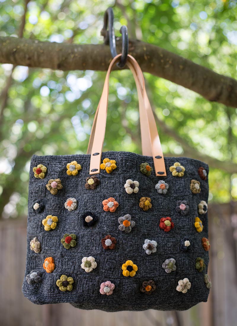 Sophie Digard Wool Fleur Bag in Charcoal / Flowers : Ped Shoes