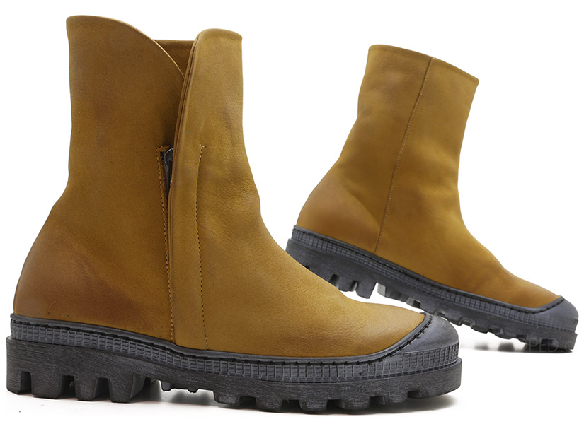 mustard flat boots