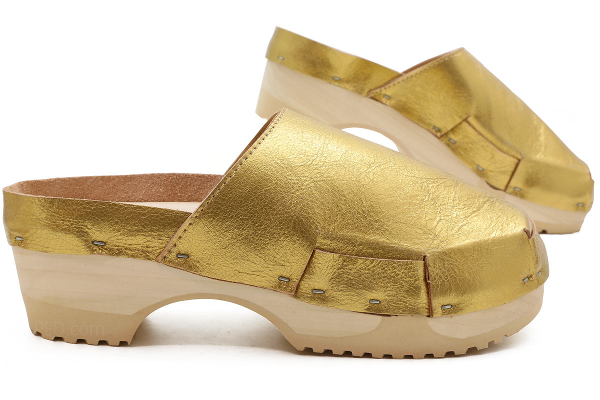 gold clog sandals