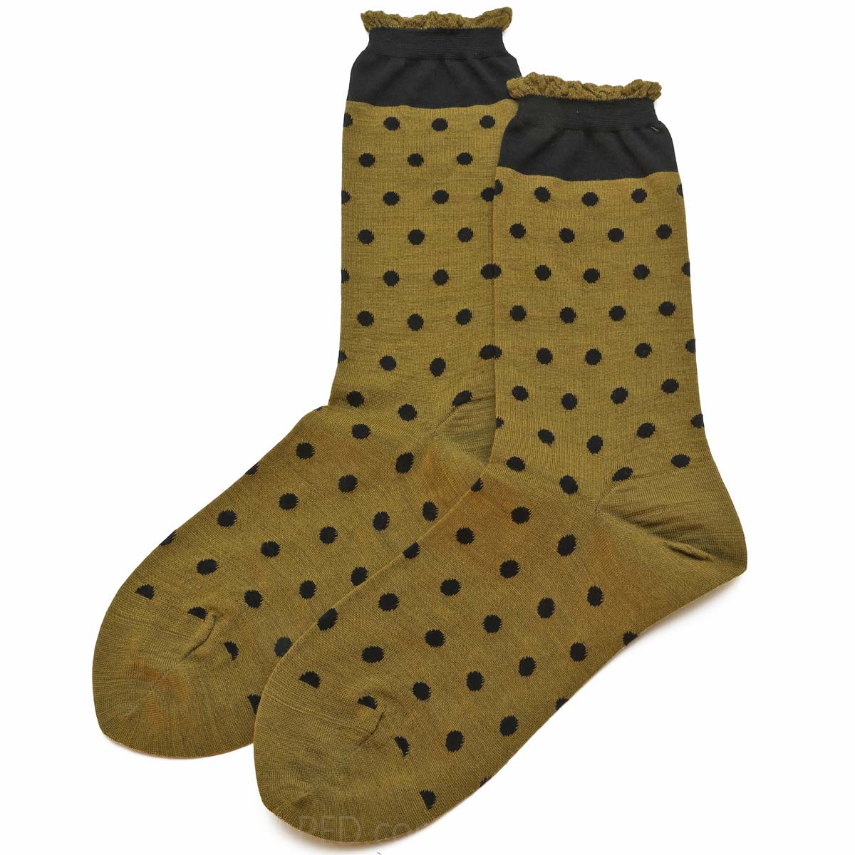 Antipast Polka Socks in Khaki Green - Ped Shoes