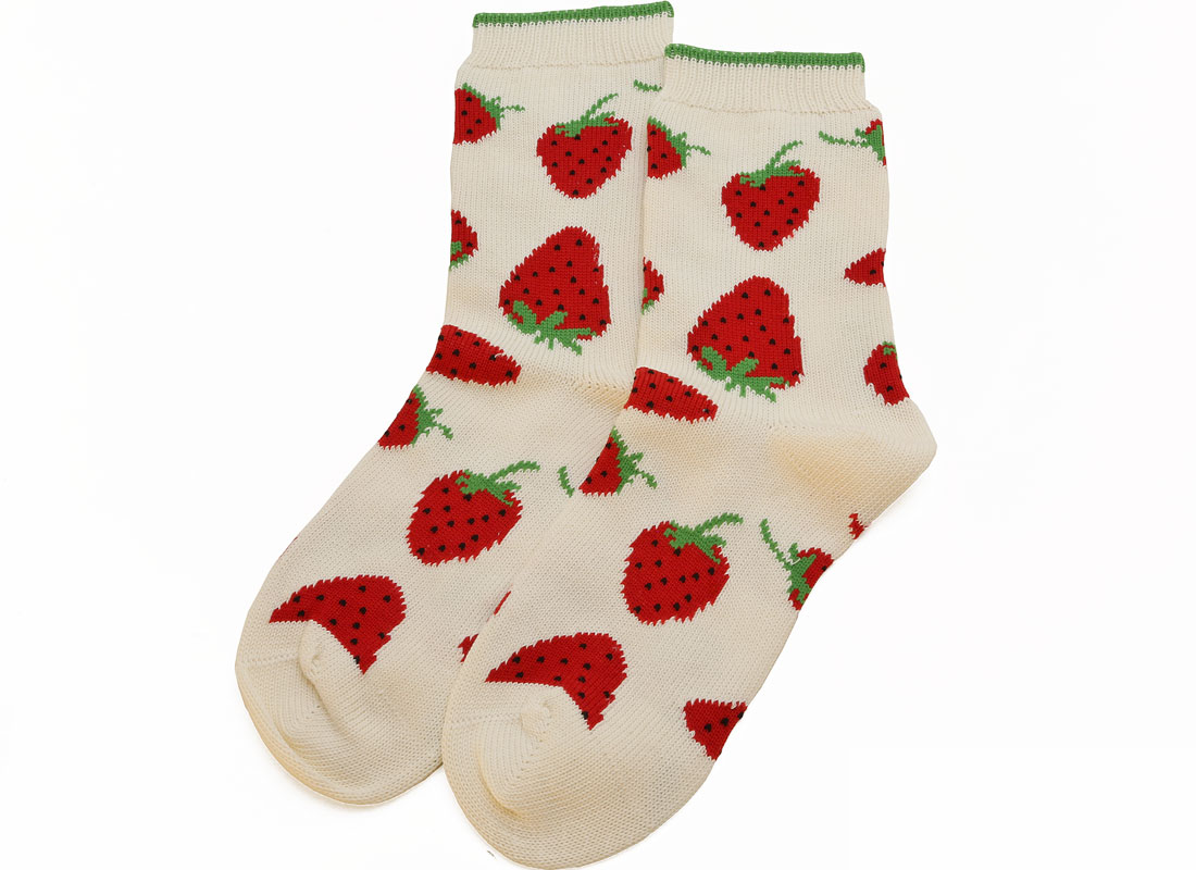 Hansel from Basel Berry Socks in Cream / Red