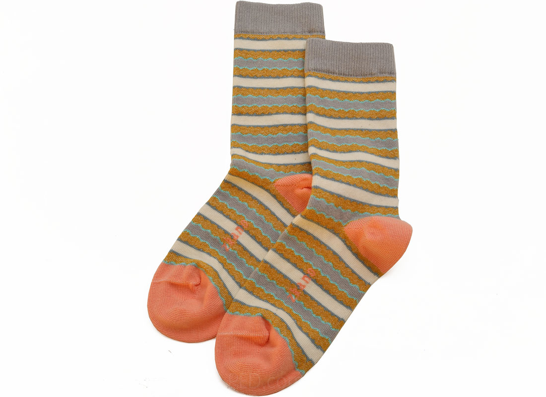 Zkano Zigzag Socks in Flax / Mustard