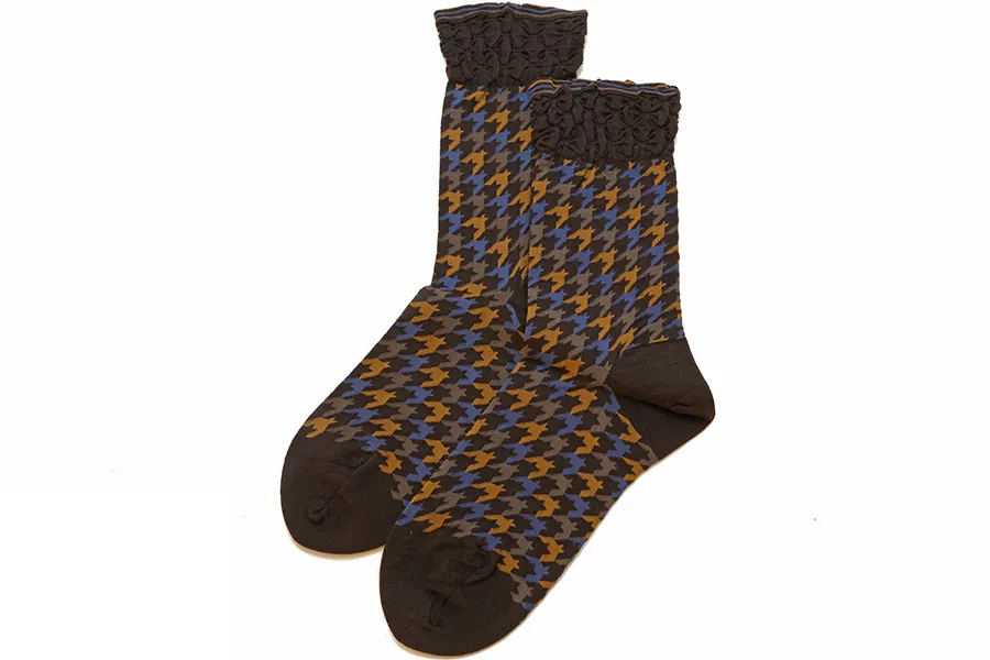 Antipast Chidori Socks in Brown
